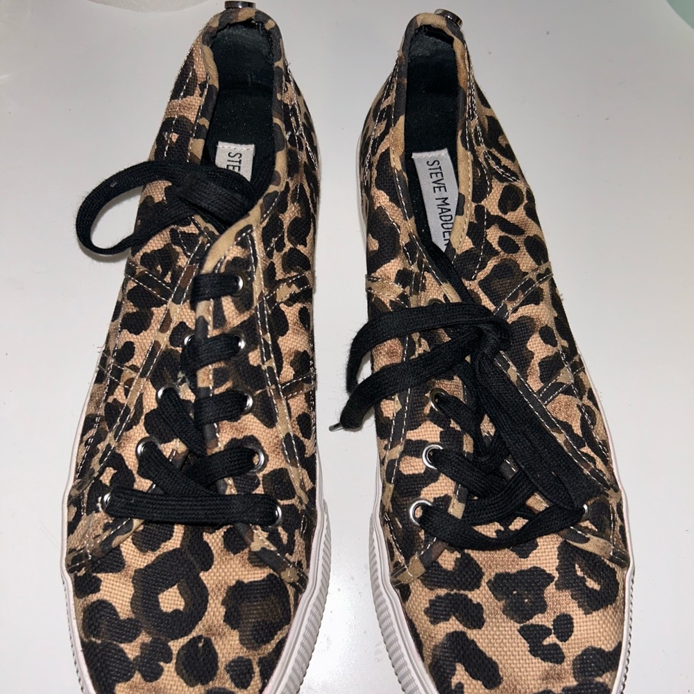 Steve Madden Black and Brown Leopard Sneakers
